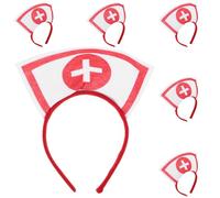 LALAFINA 6 Pièces Serrage-tête de Costume D'infirmière pour Halloween en Tissu Rouge, Confortable et Ergonomique, Accessoire pour Fête Halloween et Port Quotidien