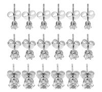 LALAFINA 9 Paires de Clous D'oreilles en Acier Inoxydable et Zircon Rond Design Six Griffes, Bijoux de Piercing Cartilage en Titane pour Peau Sensible Hommes et Femmes
