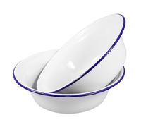 LALAFINA Assiettes À Dîner en Émail Bols À Soupe en Émail Plats De Service Épais Plats Ronds pour 2 Pièces