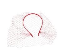 LALAFINA Bandeau Style Années 1920 Voile Coiffe en Maille et Cristaux Rouge, Couverture du Visage, Léger et Respirant, pour Femmes, Mariage et Événements Extérieurs