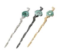LALAFINA Bâtonnets à Cheveux Alliage de Zinc, Faciles à Coiffer et Résistants 3pcs en Résine Incrustation Jade Accessoires de Coiffure Uniques pour Femmes Quotidien et Fêtes