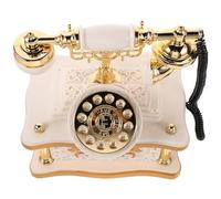LALAFINA Boîte à Musique Vintage Téléphone Fixe Rétro en Abs Fait Main, Décoration Intérieure Élégante pour Maison, Figurine Ancienne Style Classique Blanc