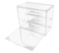 LALAFINA Boîte de Présentation Vitrine pour Figurines en Acrylique Transparent 3 Niveaux avec 2 Plateaux Amovibles, Empilable, Porte Magnétique, pour Figurines d'action et Collections