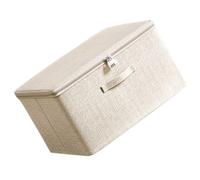 LALAFINA Boîte de Rangement Multi-usages Serrure à Code, Grosse Capacité en Tissu Beige, Poignées pour Organiser Vêtements et Placards, pour Étagère ou Armoire