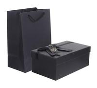 LALAFINA Boîte Présent Élégante Noire pour Saint-valentin et Anniversaire en Papier et Polyester, Coffret Romantique Carré pour Parfum et Rouge à Lèvres
