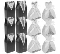 LALAFINA Boîtes à Dragées Mariage 100 Pièces Coffrets Présents Papier Ruban de Soie Décorations de Fête Boîte à Bonbons pour Invités Tenue Robe et Smoking pour Réception et Cérémonie