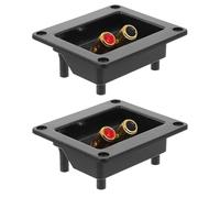LALAFINA Bornier de Haut-Parleur Double Poste en Alliage Abs Noir, Performance Stable et Connexions Pratiques, pour Enceintes DIY et Scène Professionnelle, Lot de 2 Pièces