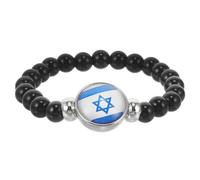 LALAFINA Bracelet Ajustement Confortable Unisexe Drapeau D'israël en Verre Noir pour Montrer Votre Soutien Patriote Style Mode