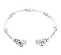 LALAFINA Bracelet Jonc Tête de Mort en Alliage Blanc, Style Gothique Punk, Confortable et Adapté pour Fête Halloween et Soirées Party