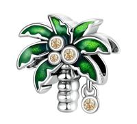 LALAFINA Breloque Bracelet Femme Argent Arbre Tropical avec Zircone Verte Charme Étanche Pendentif Décoratif pour Bracelets Charms