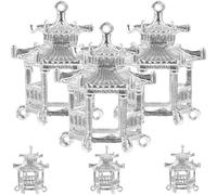 LALAFINA Breloques pour Fabrication de Bijoux DIY 6pcs en Alliage Argenté Style Pavillon Léger et Vintage, Accessoires pour Colliers et Porte-clés