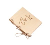 LALAFINA Carnet de Vœux de Mariage, Livre de Vœux en Bois Beige, Style Rustique et Créatif, pour Mariée et Marié, pour Demande en Mariage et Maison