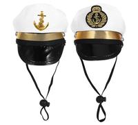 LALAFINA Chapeaux de Cosplay pour Chiens et Chats 2 Pièces Polyester Adorable et Stylé pour Fêtes d'animaux Couvre-Chefs Marin et Capitaine