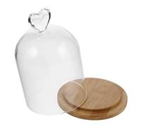 LALAFINA Cloche en Verre Transparente Dôme Décoratif de Cœur avec Base en Bois pour Bougies Parfumées et Objets de Collection, pour Décoration Intérieure Élégante