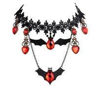 LALAFINA Collier Créatif Finition Soignée en Alliage Noir Vintage de Chauve-souris Pendentif Délicat pour Fête et Bal