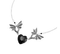 LALAFINA Collier Pendentif Aile de Chauve-souris Alliage Gothique Décoration de Cou Créative pour Femmes Style Gothique Élégant Accessoire pour Fêtes et Occasions Spéciales