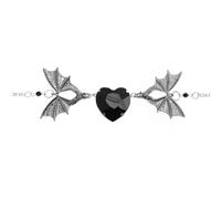 LALAFINA Collier Pendentif en Alliage Aile de Chauve-souris Noir et Cristaux, Décoration de Cou Gothique pour Occasions Spéciales et Fêtes à Thème