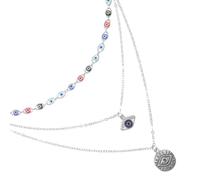 LALAFINA Collier Pendentif Œil Diable Multi-couches pour Femmes et Filles, Alliage Léger, Design Unique, Style et Facile à Porter Quotidien