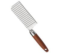 LALAFINA Coupe-frites Ondulées en Acier Inoxydable Manche en Bois, Trancheuse Frite Labor-saving pour Pommes de Terre et Légumes, Outil Cuisine Pratique et Solide