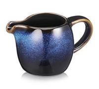 LALAFINA Crémier en Céramique avec Poignée et Bec Verseur, Pot à Lait Bleu Écaille 150 Ml, Pichet à Café et Sirop pour Maison, Café et Restauration, Design Créatif et Facile à Nettoyer