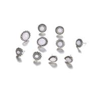 LALAFINA de Boucles D'oreilles Pierre D'opale Ensemble de 5 Paires Boucles D'oreilles Vintage en Alliage Argenté Style Rétro pour Femmes pour Affaires et Pendaison de Crémaillère