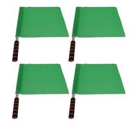 LALAFINA Drapeaux D'arbitre Verts Poignée Confortable et Haute Visibilité Lot de 4 Drapeaux de Signalisation en Coton et Acier Inoxydable pour Jeu de Football en Extérieur