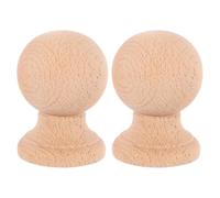 LALAFINA Embouts en Bois Brut Lot de 2 8X6 CM, Fleurons pour Petits Meubles, Tringles à Rideaux et Décorations Artisanales, Bois Massif Non Peint