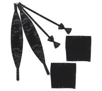 LALAFINA Ensemble Ceinture de Smoking Noire pour Homme avec Nœud Raffiné en Polyester et Pochette de Costume, Adapté aux Occasions Formelles et Événements Spéciaux