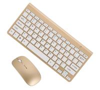 LALAFINA Ensemble Clavier et Souris sans Fil Silencieux 2,4 Ghz pour Bureau Professionnel Compact Design Fin Or pour Usage Quotidien et Déplacement