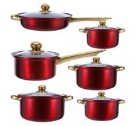 LALAFINA Ensemble Cuisine 6 Pièces en Acier Inoxydable Rouge, Casseroles Multifonctions pour Cuisson à Induction, Poêles à Frire et Cuiseur Vapeur pour Usage Commercial Cuisine