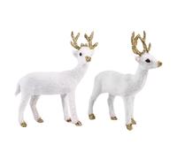 LALAFINA Ensemble de 2 Peluches Cerf Sika en Peluche Blanche, Coussins de Canapé Doux et Décoration Créative pour Chambre D'garçon et Filles