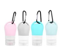 LALAFINA Ensemble de 4 Flacons de Lotion en Silicone 38ml Rechargeables et Portables Trou Suspendre, Maquillage Lavage Corporel en Voyage ou Camping