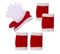 LALAFINA Ensemble de Costume de Noël pour Cheval avec Bonnet de Noël et Guêtres en Peluche Confortables pour Décorations Festives et Événements à Thème