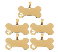 LALAFINA Étiquettes Identification pour Animaux de Compagnie Lot de 5 Plaques Acier Inoxydable d'Os pour Chiens et Chats Nom Gravé pour Collier Extérieur