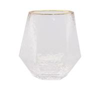 LALAFINA Gobelet à Boire en Verre Martelé Transparent 300 Ml Bord Doré, Verre à Eau Polyvalent pour Maison, Bar et Boissons Froides, Tasse à Boisson Design Simple et Épuré