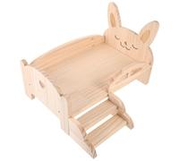 LALAFINA Lit en Bois Beige pour Cochons d'Inde avec Plateforme et Escaliers, Facile à Détacher, Offrant Un Espace de Sommeil Confortable pour Petits Animaux