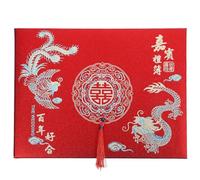 LALAFINA Livre des Invités Mariage en Papier Rouge Vintage Style Chinois Carnet de et Souvenirs Personnalisés pour Fête de Mariage