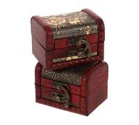 LALAFINA Lot de 2 Boîtes à Bijoux en Bois Vintage Chinoises, Coffrets Élégants de 8 Cm pour Rangement Décoratif et Emballage de Petits Trésors la Maison