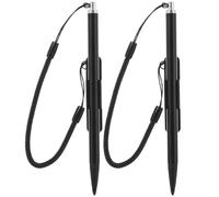 LALAFINA Lot de 2 Stylets pour Écran Résistif avec Pointes à Ressort, Stylets D’écriture Manuscrite en Métal Noir, Équipés de Cordons Anti-Perte et Clips, Adaptés Tablettes Tactiles,