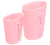 LALAFINA Lot de 2 Tasses à Mesurer en Silicone 250 Ml et 500 Ml, Gobelets Doseurs Flexibles Double Graduation, Rose, pour Pâtisserie, la Cuisine et Bricolage, Pichet Doseur Pratique