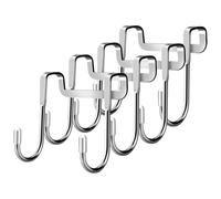 LALAFINA Lot de 4 Crochets en Acier Inoxydable 304, Double Crochet en S Argenté, sans Perçage, pour Porte D’armoire, Cintres Métalliques Polyvalents pour Rangement de Serviettes