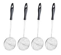 LALAFINA Lot de 4 Passoires en Acier Inoxydable Petites, Cuillères Passoires Noires Tamis Fin pour Fondue Chinoise, Ustensiles la Cuisine Inox Professionnel, Écumoire pour Nouilles