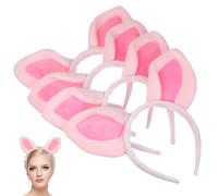 LALAFINA Lot de 4 Serrage-têtes Oreilles de Cochon en Peluche Rose Doux et Confortable, Accessoires Mignons pour Cosplay, Fêtes et Port Quotidien pour Filles et Femmes
