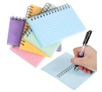 LALAFINA Lot de 5 Fiches de Révision à Spirale Cahiers Compacts Lignes Horizontales Couverture Transparente Couleurs Assorties Blocs-Notes Portables pour Études et Réunions