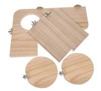 LALAFINA Lot de 5 Planches en Bois Stables et Pratiques pour Perroquets et Petits Animaux, Supports L, Rectangle et Rond pour Habitat à Domicile