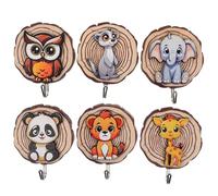 LALAFINA Lot de 6 Crochets Muraux en Bois sans Perçage, Crochets Adhésifs pour Suspendre Petits Objets, Style Moderne Minimaliste, pour Chambre et Dressing