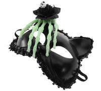 LALAFINA Masque de Chat Masqué Noir en Plastique pour Fête Halloween | Design Chat Demi-visage, Léger et Confortable, Ajustement Réglable, Style Mystérieux pour Bal Masqué