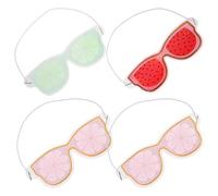 LALAFINA Masque Yeux en Gel Pvc Style Fruit 4 Pièces, Coussinets Oculaires Portables, Améliore L'éclat Peau et Soulage les Maux de Tête, pour Usage à Domicile