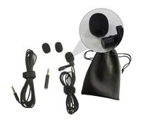 LALAFINA Microphone à Pince pour Col en ABS Noir, Câble 1,6m, Prise 3,5 MM | Kit Rallonge 2m, Pochette PU et Deux Mousses, pour Tablettes et Stylos D’enregistrement