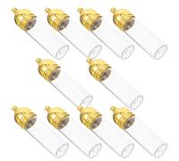 LALAFINA Mini Bouteilles en Verre 35x11mm Bouchons Dorés 10pcs Fioles Transparentes pour Bricolage et Décoration Artisanale